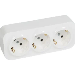 Forix stikkontakt Schuko, tripel med jord, 16A, hvid, IP20