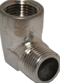 Forkromet messing vinkel 90° m. muffe/nippel –