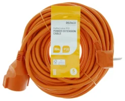 Forlængerledning, indendørs, jordforbundet, IP20, 20 meter, orange