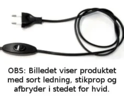 Forlængerledning m. stikprop og afbryder, 2x0,75 mm², hvid - 2 meter