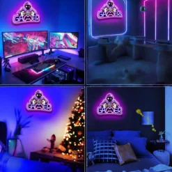 Gamer neon skilt med LED lys, stor model 39x33 cm