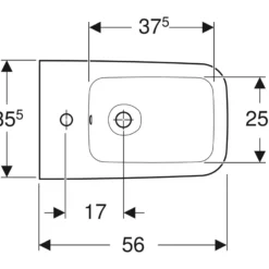 Geberit iCon Square bidet, 355x560x400mm, hanehul midt, uden armatur, porcelæn KeraTect