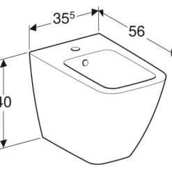 Geberit iCon Square bidet, 355x560x400mm, hanehul midt, uden armatur, porcelæn, hvid
