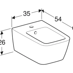 Geberit iCon Square hængebidet, 350x540x260mm, hanehul midt, uden armatur, porcelæn KeraTect