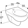Geberit Renova hængebidet, 350x550x335mm, hanehul midt, uden armatur, porcelæn KeraTect