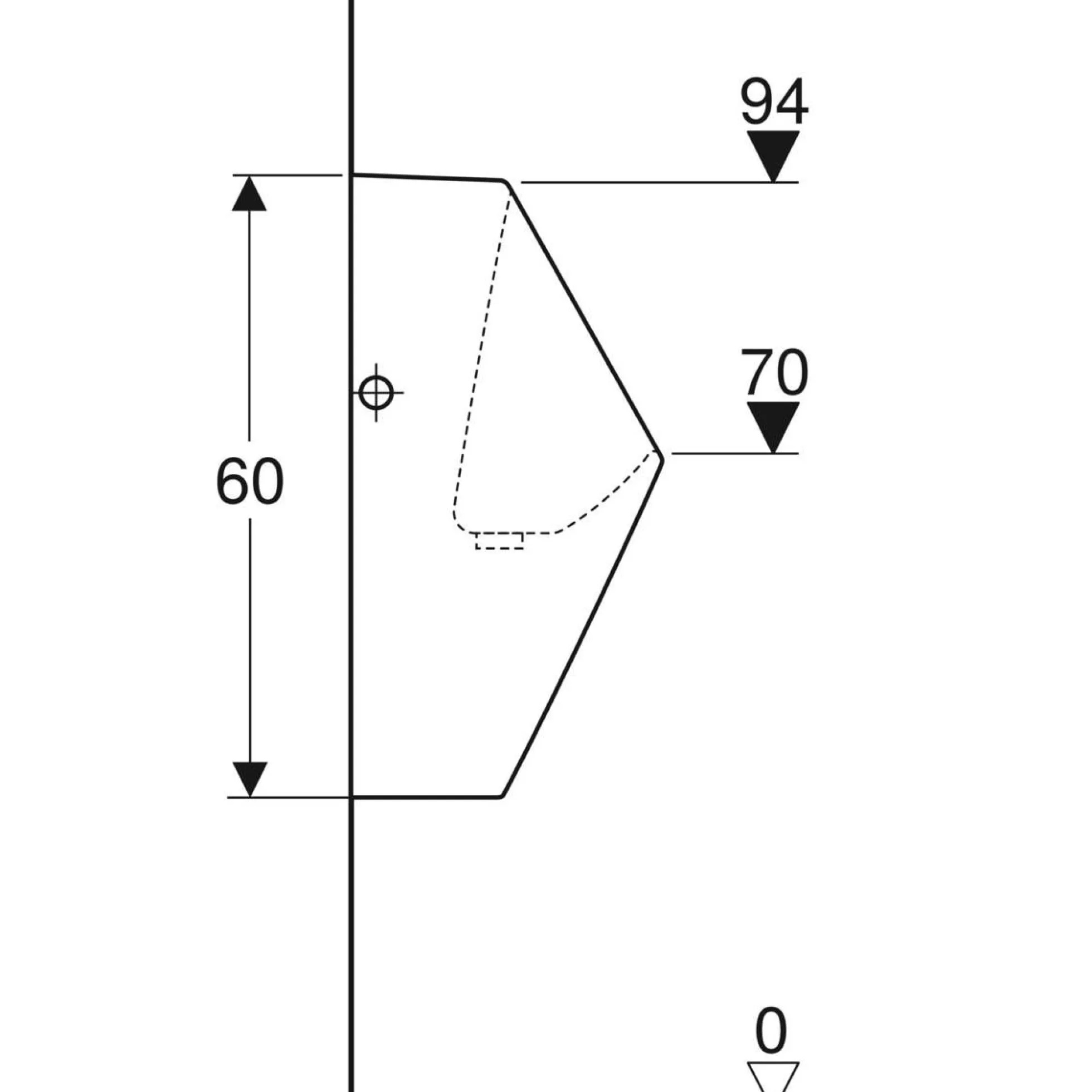 Geberit Renova Plan urinal, 325x300x600mm, vandfri, skjult afgang, porcelæn, hvid