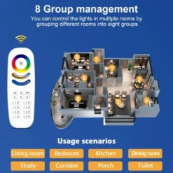 Gledopto RGB+CCT touch fjernbetjening, 8 zoner, batteri