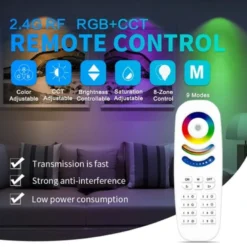 Gledopto RGB+CCT touch fjernbetjening, 8 zoner, batteri