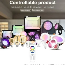 Gledopto RGB+CCT touch fjernbetjening, 8 zoner, batteri