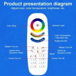 Gledopto RGB+CCT touch fjernbetjening, 8 zoner, batteri