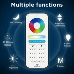 Gledopto RGB+CCT touch fjernbetjening, 6 zoner, batteri