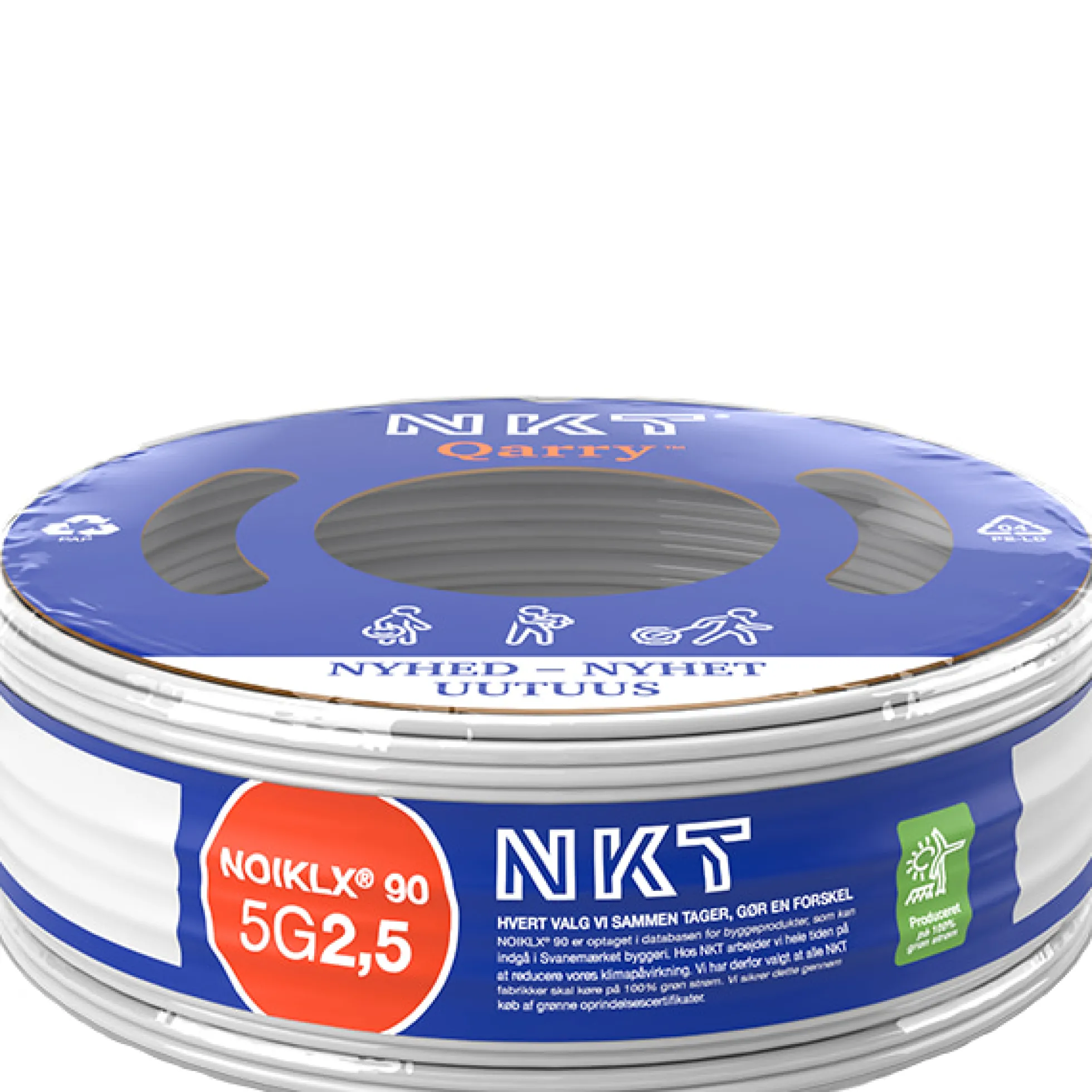 5G2,5 mm² Installationskabel halogenfri, NOIKLX® 90, 100 meter (i rulle) – NKT (udgået)