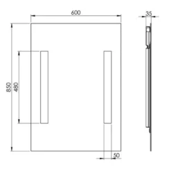 Godhavn spejl med LED lys, 600 x 850 mm