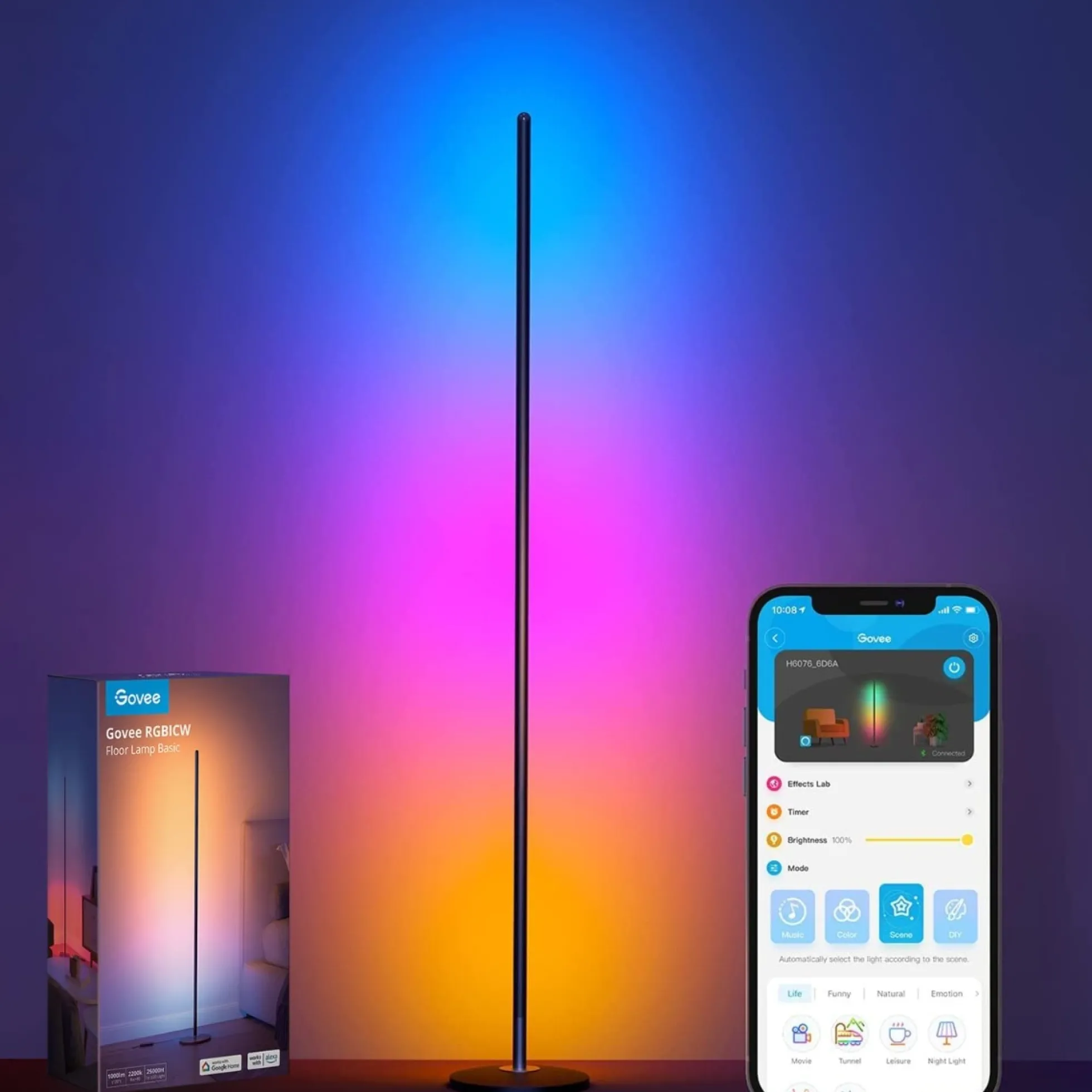 Govee Floor Lamp Lite, gulvlampe, Matter + Bluetooth, sort