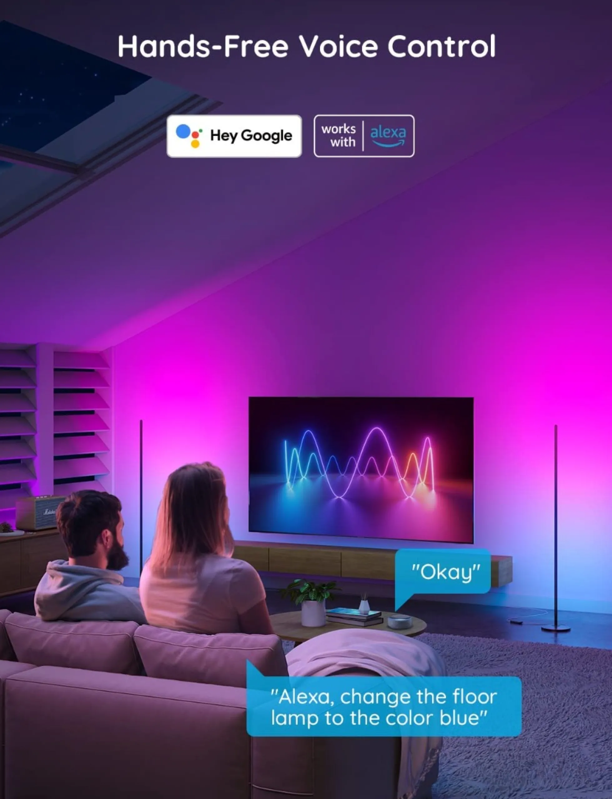 Govee Floor Lamp Lite, gulvlampe, Matter + Bluetooth, sort