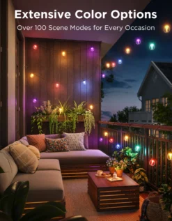 Govee Outdoor Clear Bulb String Lights, lyskæde med LED pærer, Bluetooth + Matter