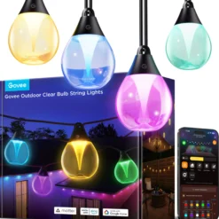 Govee Outdoor Clear Bulb String Lights, lyskæde med LED pærer, Bluetooth + Matter