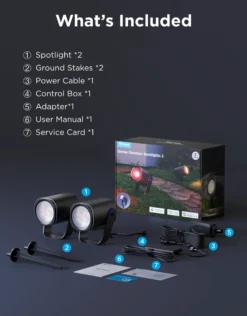 Govee Outdoor Spotlights 2-pak, udendørs spotlights på spyd, sort