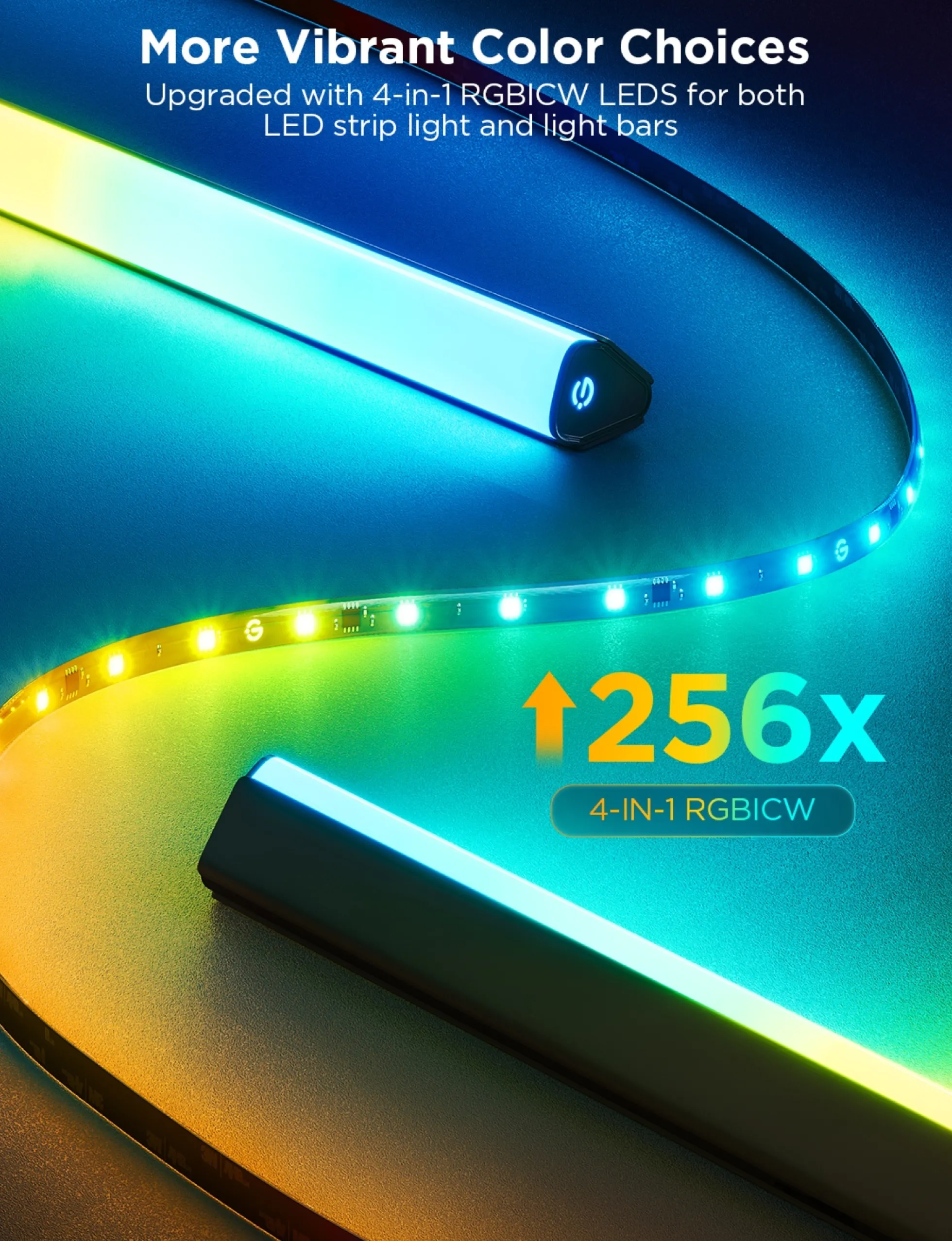 Govee TV Backlight 3 Lite Kit, LED strip + 2 Light Bars, 55-65", komplet TV-baggrundsbelysning, WiFi, Bluetooth