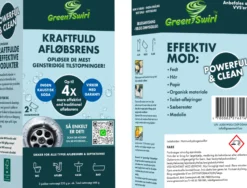 GreenSwirl kraftfuld afløbsrens, 2 doseringsposer à 233g