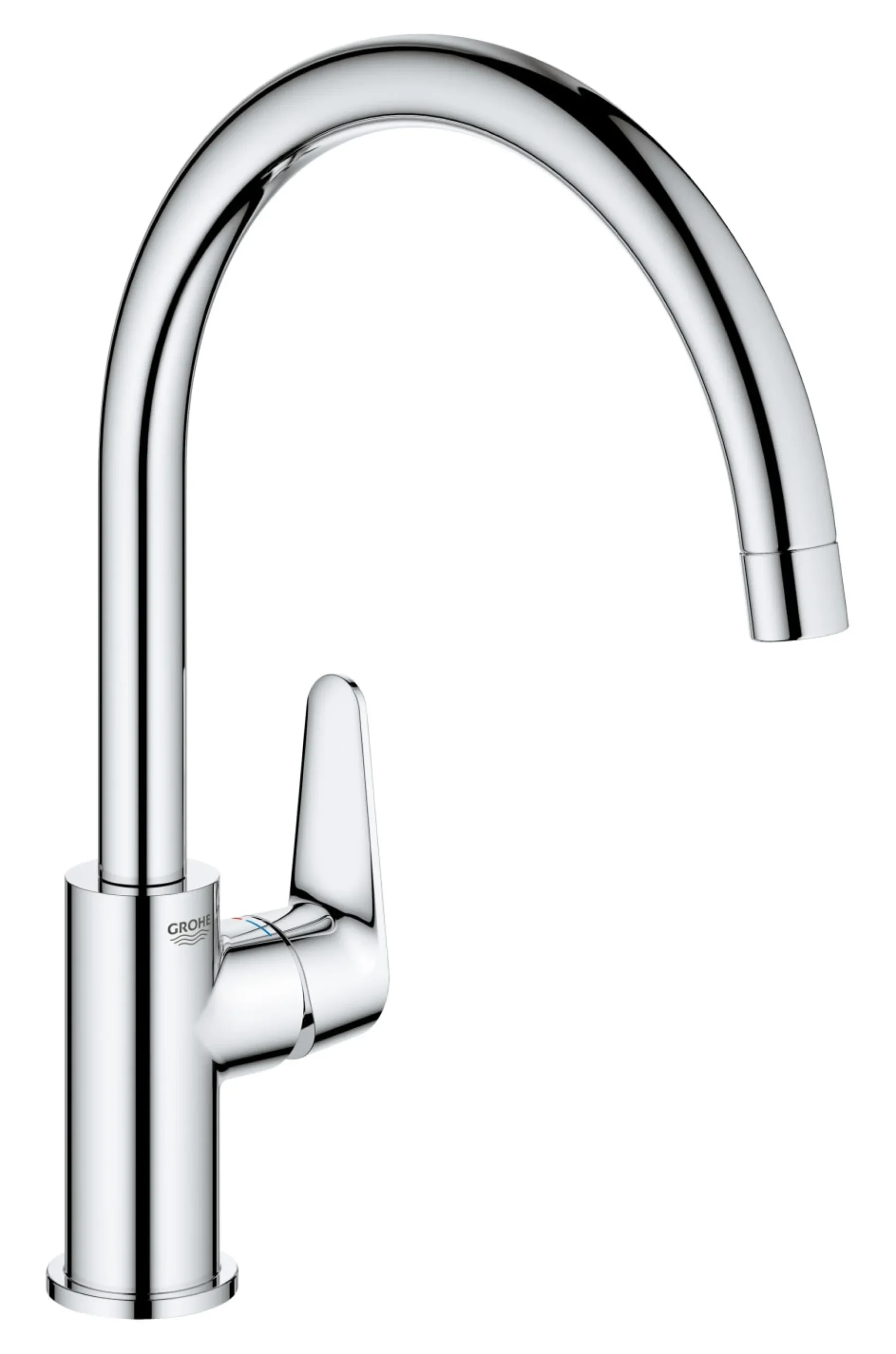 Grohe BauCurve køkkenarmatur, høj C-tud, krom