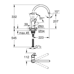 Grohe BauFlow køkkenarmatur, krom