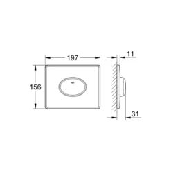 Grohe Betjeningsplade WC Skate Air 1-vol, vandret, 156 x 197 mm, ABS plast, krom