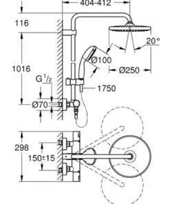 Grohe Brusesystem Vitalio Start 250 med termostat, krom