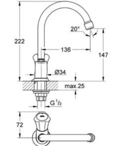 Grohe Costa S kold håndvaskarmatur, 1-greb, krom