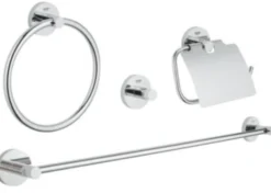 Grohe Essentials tilbehørssæt 4 i 1, håndklædering, krog, toiletpapirholder, 600 mm håndklædeholder, krom