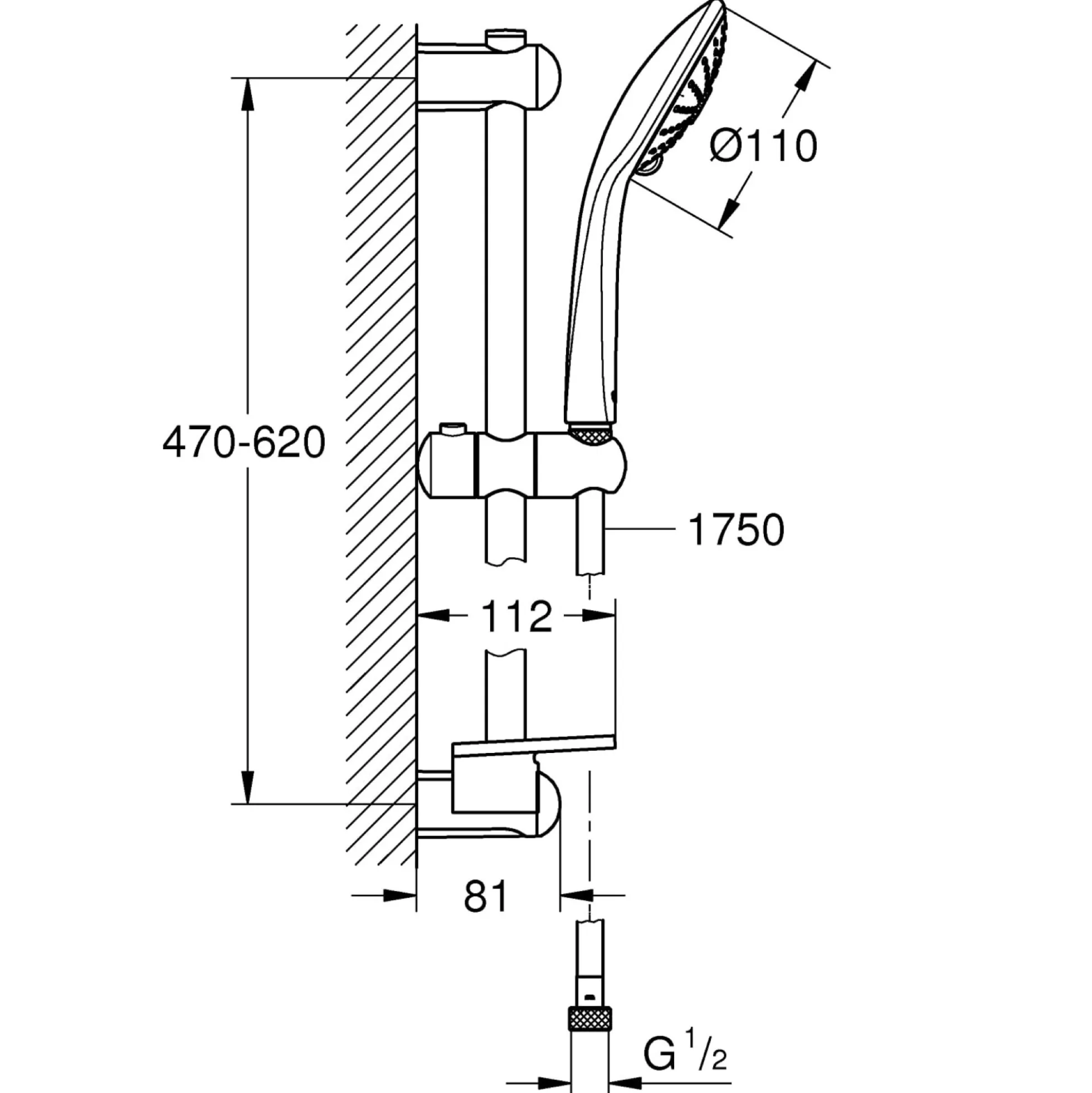 Grohe Euphoria 110 Massage brustestangssæt, krom