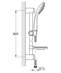 Grohe Euphoria Massage 110 mm brusestangsæt, 620mm brusetang, krom
