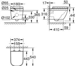 Grohe Euro Ceramic toilet inklusiv sæde med Soft close, krom