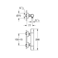 Grohe Grohtherm 800 Cosmopolitan termostat til brus, vægmonteret, krom