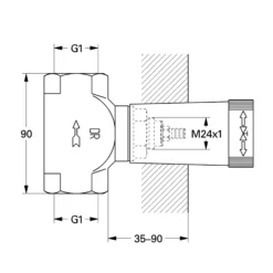 Grohe 1" Indbygningsventil, krom