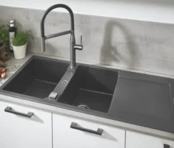Grohe K500, kompositvask med afløbsbakke, standard indbygning, sort