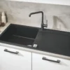 Grohe K500, kompositvask med afløbsbakke, standard indbygning, sort