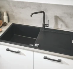 Grohe K500, kompositvask med afløbsbakke, standard indbygning, sort