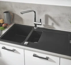 Grohe K500, kompositvask med afløbsbakke, standard indbygning, sort