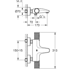 Grohe Precision Feel termostatbatteri, krom