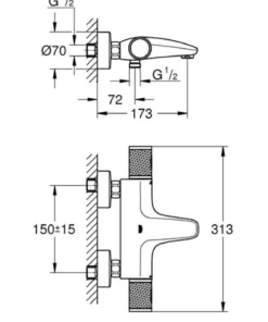 Grohe Precision Feel termostatbatteri, krom