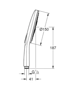 Grohe Rainshower SmartActive 150 mm håndbruser, 3 spray, krom