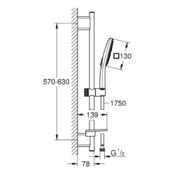 Grohe Rainshower Smartactive Cube 130 mm brusestangsæt, 600mm brusestang