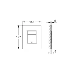 Grohe Skate Cosmopolitan betjeningsplade, med glas overflade, hvidt glas, til 2-skyls og start/stop, pneumatisk, 156 x 197 mm