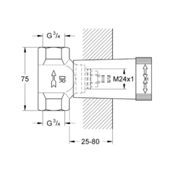 Grohe Ventilunderdel, 3/4" DN 20, til indbygning, krom