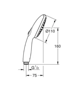 Grohe Vitalio Start 110 II, håndbruser, 2 sprays, 110mm, 8.5 l/min, mat sort