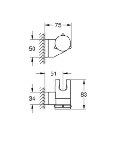 Grohe Vitalio Universal håndbruserholder, justerbar, krom