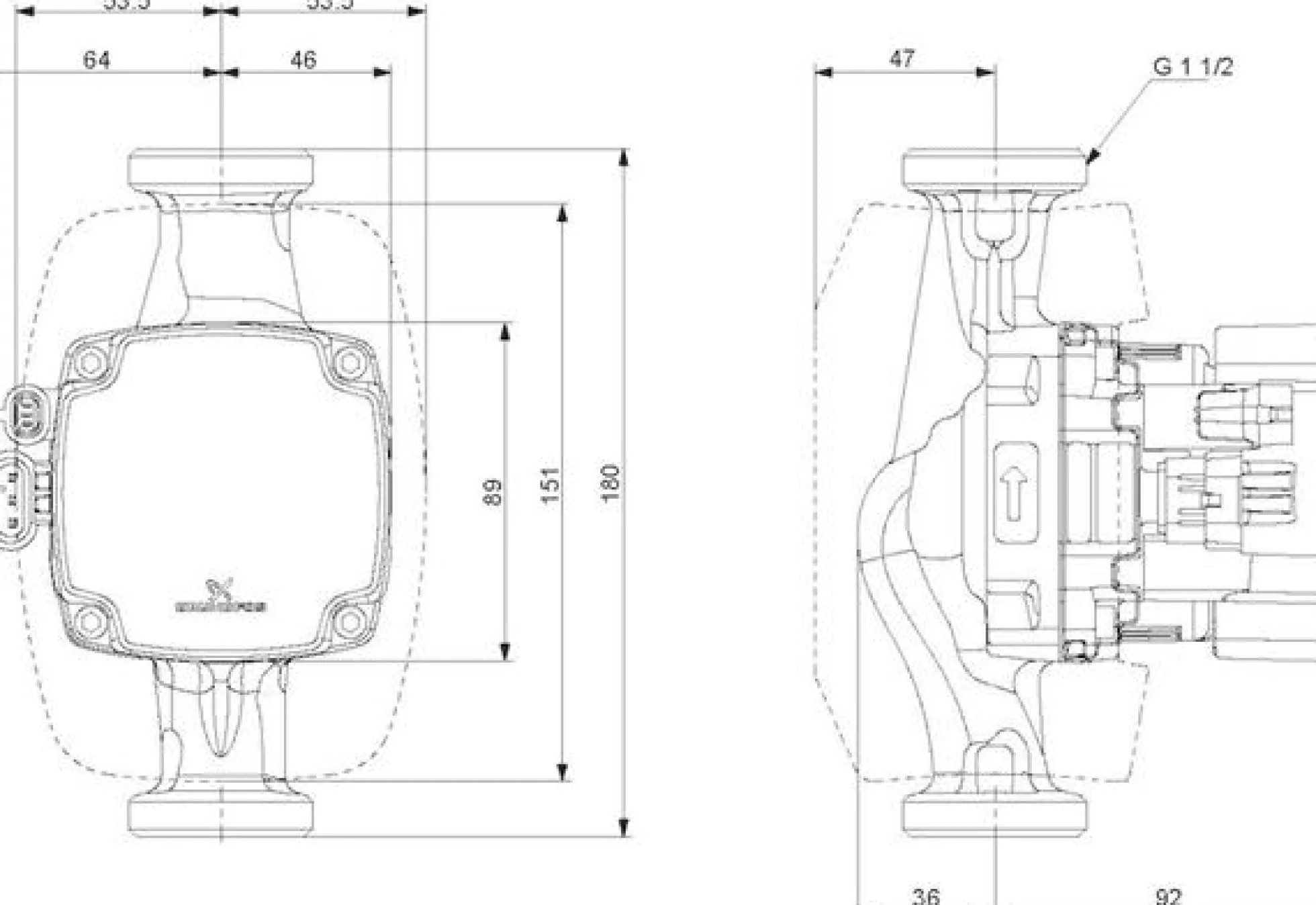 Grundfos ALPHA2 GO K 25-75 180 cirkulationspumpe