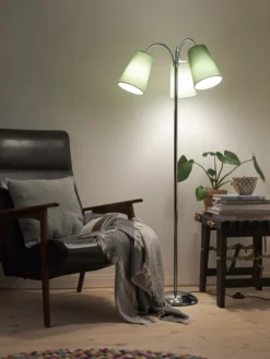 Gulvlampe Salsa, krom med æ-m-æ skærme