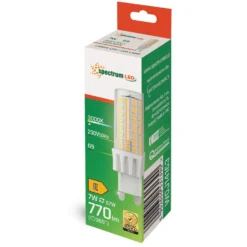 G9 7W LED pære, 770 lumen, 3000K, 270° spredning, 71 x 21 mm, ikke dæmpbar - Spectrum